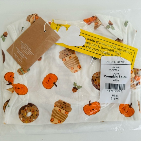 Angel Dear Bodysuit, Pumpkin Spice Latte, Size 3-6 Months NWT - Picture 4 of 5